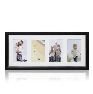 ARPAN MDF 4, Multi Aperture Modern Photo Picture Frame with Mount (Black)