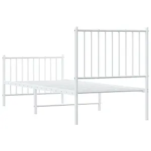 Berkfield Metal Bed Frame with Headboard and Footboard White 75x190 cm 2FT6 Small Single