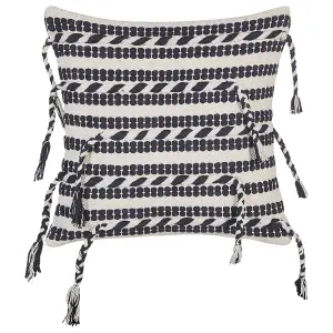 Set of 2 Cushions ENDIVE Cotton 45 x 45 cm Striped Black-White