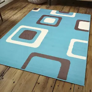 Blue Boxed Pattern Rug - Texas