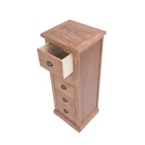 Tirolo 5 Drawer Narrow Chest of Drawers Brass Cup Handle