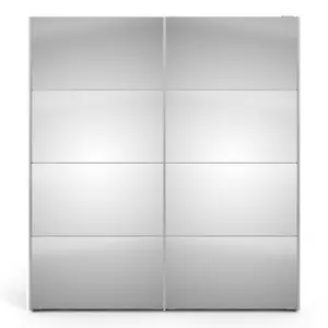 Verona Sliding Wardrobe 180cm in White with Mirror Doors with 2 Shelves