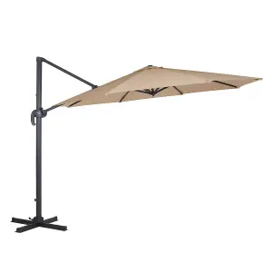 Charles Bentley 3.5m X-Large Hanging Banana Umbrella Parasol Beige