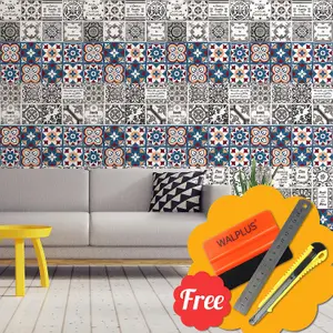 Walplus English Retro Combo Mix Tile Stickers