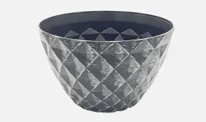 Recycled Plastic Planter Pot - 10" Diamond Grey Brush