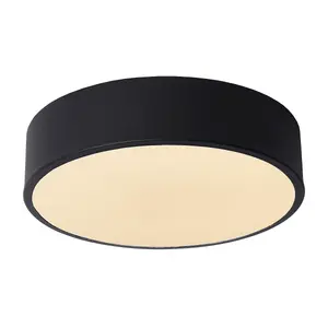 Lucide Unar Modern Flush Ceiling Light 20cm - LED Dim. - 1x12W 2700K - 3 StepDim - Black