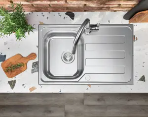 Clearwater Kudos Small Bowl and Drainer Stainless Steel Kitchen Sink 790x500 - KU790