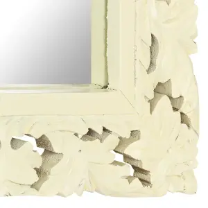 Berkfield Hand Carved Mirror White 80x50 cm Solid Mango Wood