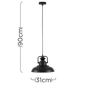 Edmonton 1 - Light Pendant Black / No Bulb