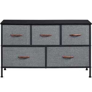 Yaheetech Fabric Chest of Drawers with 5 Drawers Dark Grey