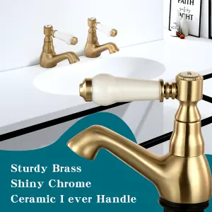 BATHWEST Basin Taps Pair Bathroom Sink Taps Lever Twin Pair Hot Cold Water Mixer Sink Tap