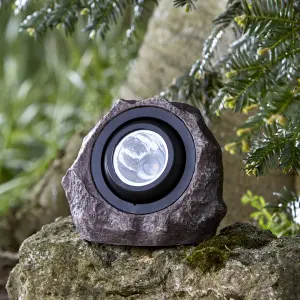 Solar Grey Rock Solar-powered 15lm LED Outdoor Ground light