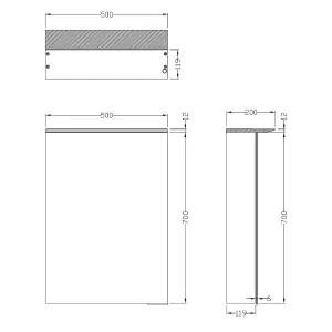 Carmie LED Illuminated Single Mirrored Wall Cabinet (H)715mm (W)500mm