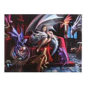 Anne Stokes Dragon Charm Canvas Plaque Multicoloured (25cm x 19cm)