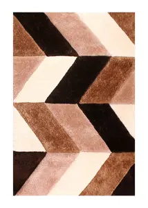 Natural Shaggy Modern Sparkle Geometric Optical/ (3D) Rug Easy to clean Living Room and Bedroom-60cm X 110cm