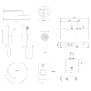 Aqualisa Visage Smart Concealed valve Gravity-pumped Wall fed Smart Digital 4-spray pattern Shower with Adjustable & Fixed Shower head