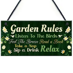 Red Ocean Garden Signs Outside Garden Rules Sign Novelty Hanging Plaque Summer House Sign Garden Shed Sign