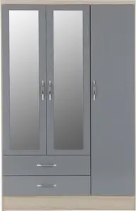 Cascio 3 Door Wardrobe Zipcode Design Finish: Grey Gloss/Light Oak Effect Veneer