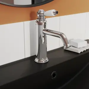 GoodHome Etel Medium Chrome effect Round Basin Mono mixer Tap