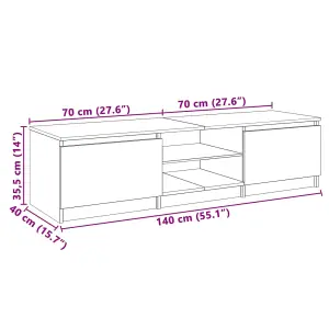 vidaXL TV Cabinet with LED Lights White 140x40x35.5 cm