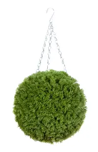 Best Artificial 28cm Green Conifer Grass Hanging Basket Topiary Ball - Suitable for Outdoor Use - Weather & Fade Resistant