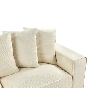 3 Seater Jumbo Cord Sofa Beige VISKAN