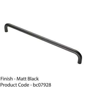 Round D Bar Pull Handle 469 x 19mm 450mm Fixing Centres Matt Black