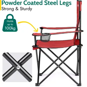 Folding Camping Chair Lightweight Portable With Cup Holder Fishing Outdoor Red Trail