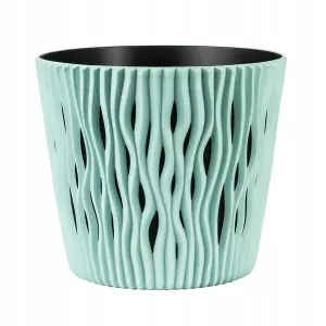 Indoor Plant Pots with Insert Plastic Flowerpot Small Large Sage 13cm