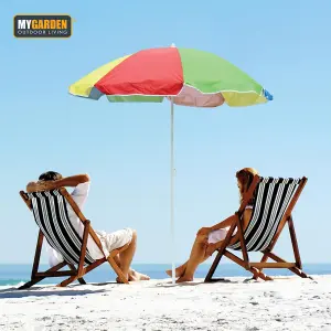 Garden Beach Patio Tilting Parasol - Multi-Coloured