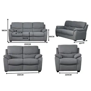 PS Global 3+2+1 Manual Reclining Phoenix Sofa (Grey)