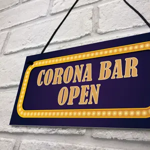 Home Bar Man Cave Pub Sign CORONA BAR OPEN Neon Effect Plaque Gift