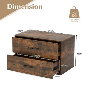 COSTWAY 2-Drawer Dresser Wooden Storage Cabinet Cube Dresser