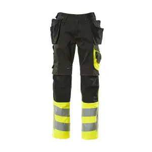 Mascot Safe Supreme Trousers with Holster Pockets (Black/Hi-Vis Yellow)  (30.5) (Leg Length - Long)