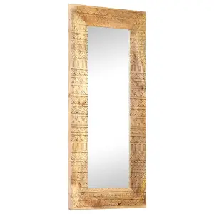 Berkfield Hand-Carved Mirror 110x50x11 cm Solid Mango Wood