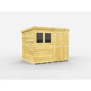 DIY Sheds 8x6 Pent Shed - Double Door With Windows