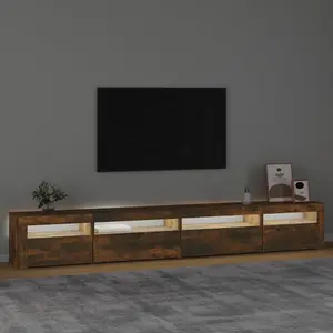 Berkfield TV Cabinet with LED Lights Smoked Oak 270x35x40 cm