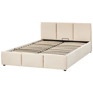 Velvet EU King Size Ottoman Bed Light Beige BOUSSE