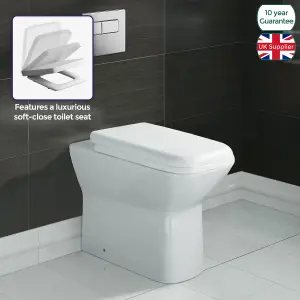 Nes Home Louis Stylish Back to Wall Rimless Toilet and Soft Close Seat White