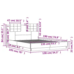 Berkfield Bed Frame without Mattress Brown Oak 135x190 cm Double