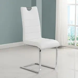 Parini Extendable Melange High Gloss Dining Table 4 White Chairs