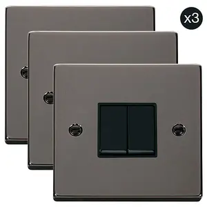 3 PACK - Black Nickel 10A 2 Gang 2 Way Light Switch - Black Trim - SE Home