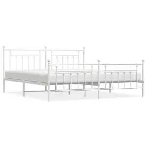 Berkfield Metal Bed Frame with Headboard and Footboard White 200x200 cm