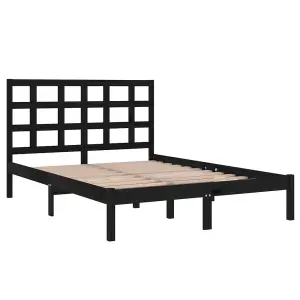 Berkfield Bed Frame Black Solid Wood 140x200 cm