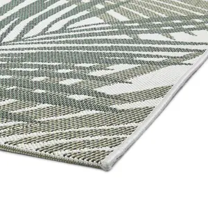 305 Flat Easy Clean Palmate Rug - Green/Light Beige - 120x170