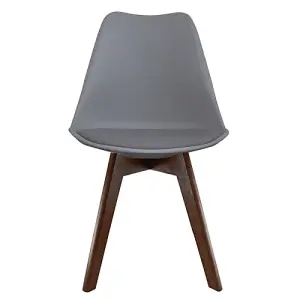 Soho Dark Grey Plastic Dining Chair with Squared Dark Wood Legs