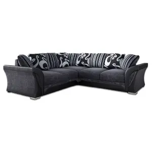 Lisbon Black and Grey L Shaped 5 Seater Fabric Corner Sofa