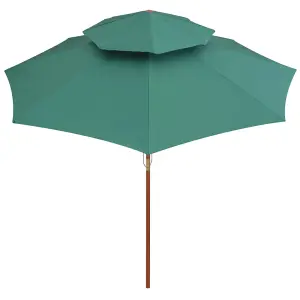 Berkfield Double Decker Parasol 270x270 cm Wooden Pole Green