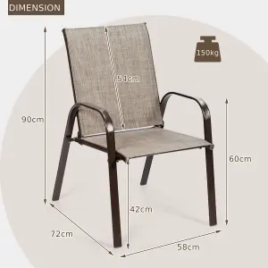 Costway Set of 2 Patio Chairs Portable High Back Garden Camping Dining Chairs W/ Armrest