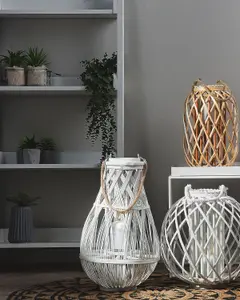 Beliani Rustic Lantern TONGA Wood White